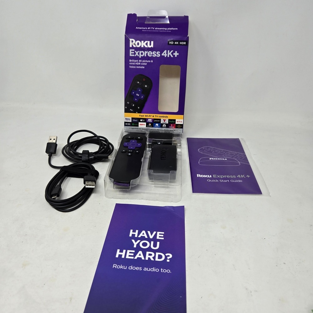 Roku Express 4K+ Streaming Media Player 3941R2 HD 4K HDR Voice Remote Black